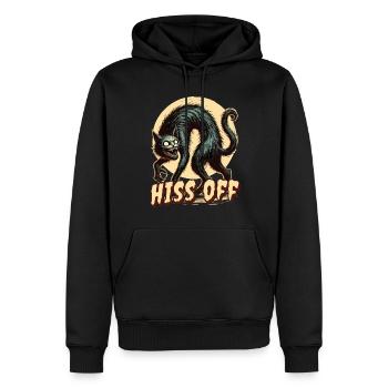 Gruselige Katzenkunst Hiss Off - Männer Premium Bio Hoodie - Schwarz - Vorne - Nico (187cm)