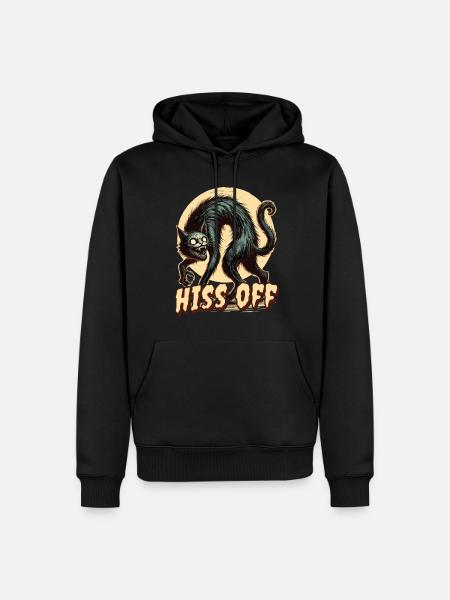 Creepy Cat Art Hiss Off - Men’s Premium Organic Hoodie - black