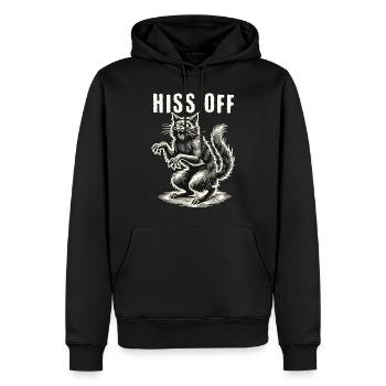 Hiss Off Gruselige Katze Humorvoll - Männer Premium Bio Hoodie - Schwarz - Vorne - Nico (187cm)