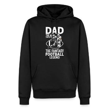 Papa L’homme Le mythe La légende Drôle Fantaisie - Sweat à capuche Premium bio Homme - noir - Devant - Nico (187cm)