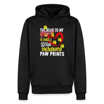 The Road To My Heart Is My Dachshund - Men’s Premium Organic Hoodie - black - Front - Nico (187cm)