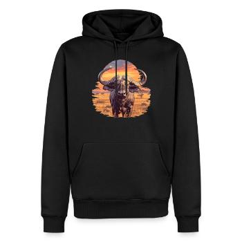 Buffalos Buffalo Büffel - Männer Premium Bio Hoodie - Schwarz - Vorne - Nico (187cm)