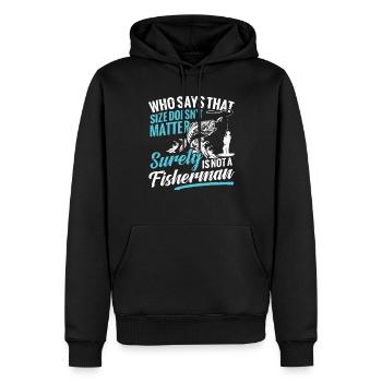Fishing Who says this size doesn't matter - Men’s Premium Organic Hoodie - black - Front - Nico (187cm)