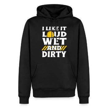 I Like It Loud Dirty Saying Construction Site Men - Männer Premium Bio Hoodie - Schwarz - Vorne - Nico (187cm)