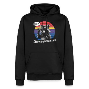 Sarcastic Raccoon - "Oh Look, Nobody Cares" Funny - Men’s Premium Organic Hoodie - black - Front - Nico (187cm)