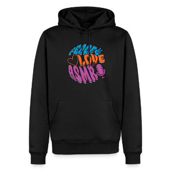 Paix Amour ASMR - Sweat à capuche Premium bio Homme - noir - Devant - Nico (187cm)