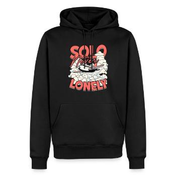 Erster Alleinflug Pilot Solo But Never Lonely - Männer Premium Bio Hoodie - Schwarz - Vorne - Nico (187cm)