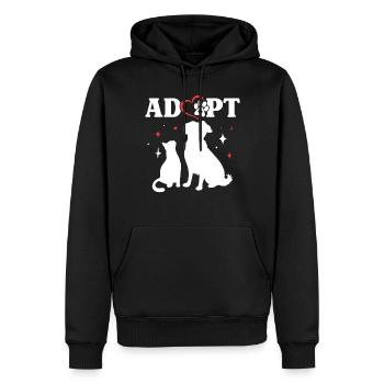 Adopter, sauver les animaux, sauvetage, famille d’accueil, refuge, animal - Sweat à capuche Premium bio Homme - noir - Devant - Nico (187cm)