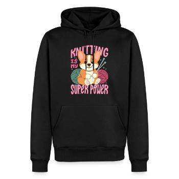 Stricken ist meine Superkraft - Männer Premium Bio Hoodie - Schwarz - Vorne - Nico (187cm)