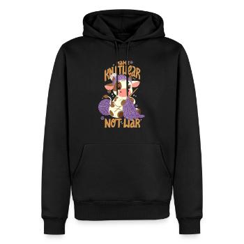 Mehr Stricken statt Krieg - Männer Premium Bio Hoodie - Schwarz - Vorne - Nico (187cm)