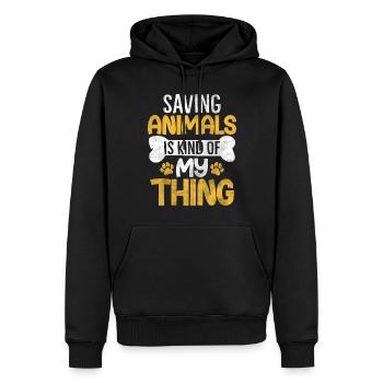 Sauver les animaux, c’est un peu mon truc : un refuge pour animaux de compagnie - Sweat à capuche Premium bio Homme - noir - Devant - Nico (187cm)