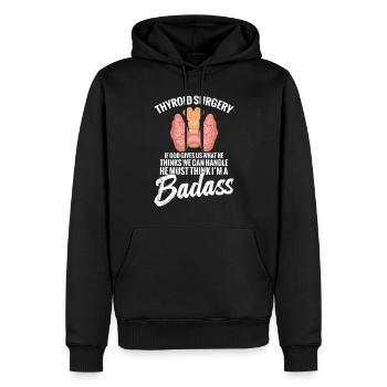 Thyroid surgery, when God gives us what He - Men’s Premium Organic Hoodie - black - Front - Nico (187cm)