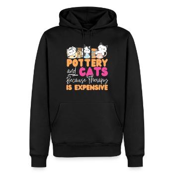 Poterie Céramiste Artiste Chat - Sweat à capuche Premium bio Homme - noir - Devant - Nico (187cm)