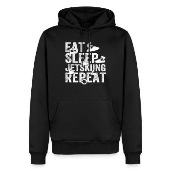 Funny Jetski Racing - Eat Sleep Jet skiing Repeat - Männer Premium Bio Hoodie - Schwarz - Vorne - Nico (187cm)