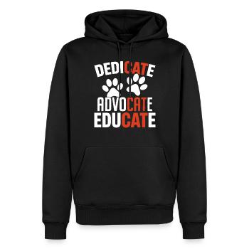 Dedicate Advocate Educate Funny Cat Rescue Animal - Men’s Premium Organic Hoodie - black - Front - Nico (187cm)