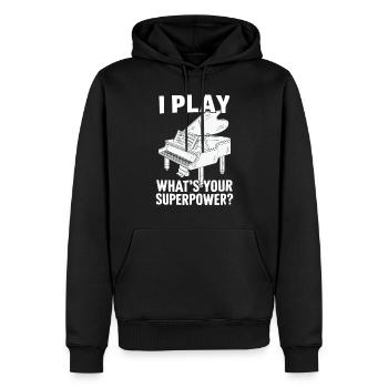 Je joue du piano Quel est ton superpouvoir Clavier Piano - Sweat à capuche Premium bio Homme - noir - Devant - Nico (187cm)