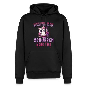 Aujourd’hui, je veux pousser les gens à hibou - Sweat à capuche Premium bio Homme - noir - Devant - Nico (187cm)