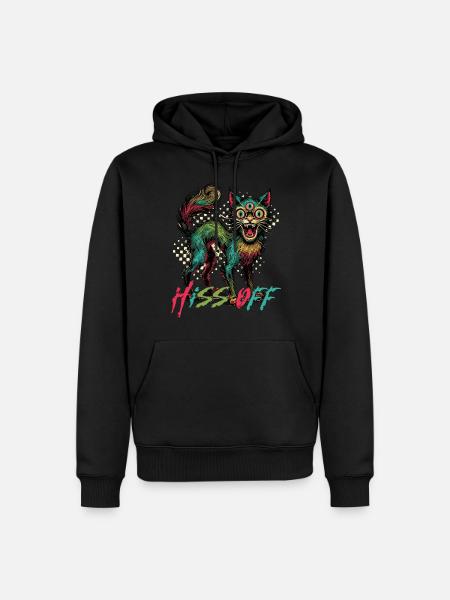 Psychedelic Cat Hiss Off Design - Men’s Premium Organic Hoodie - black
