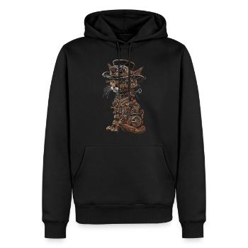 Steampunk-katze - Männer Premium Bio Hoodie - Schwarz - Vorne - Nico (187cm)