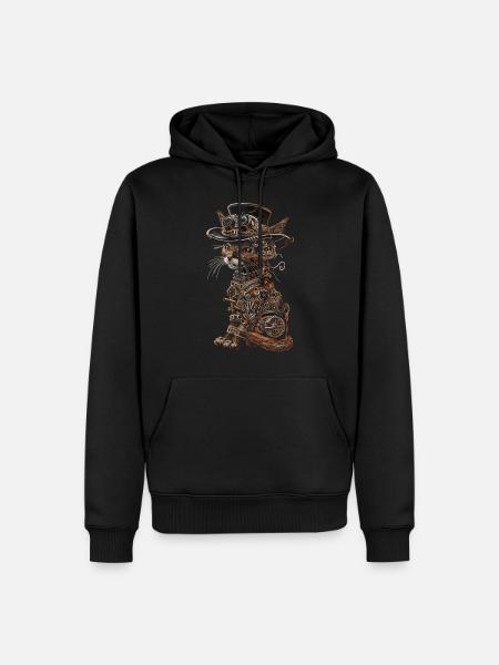 Steampunk-katze - Männer Premium Bio Hoodie - Schwarz