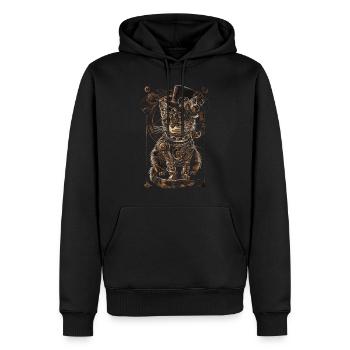 Steampunk-katze - Männer Premium Bio Hoodie - Schwarz - Vorne - Nico (187cm)