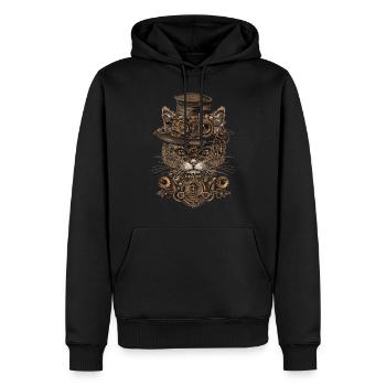 Steampunk-katze - Männer Premium Bio Hoodie - Schwarz - Vorne - Nico (187cm)