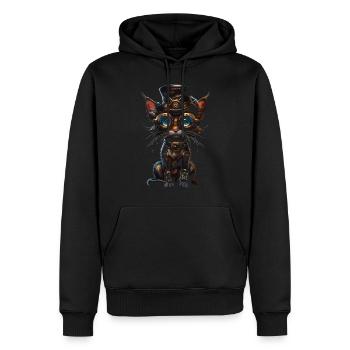 Steampunk-katze - Männer Premium Bio Hoodie - Schwarz - Vorne - Nico (187cm)