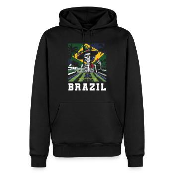 Brazil Brazil shirt Brazilian Rio de Janeirao - Men’s Premium Organic Hoodie - black - Front - Nico (187cm)