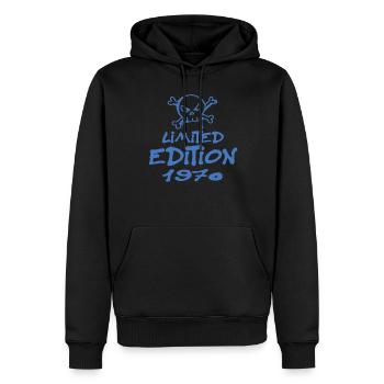 Edition Limitée 1970 Anniversaire Né 1970 - Sweat à capuche Premium bio Homme - noir - Devant - Nico (187cm)