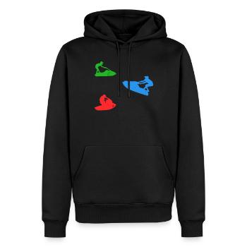 Silhouette de jet ski Silhouette de jet ski Jet ski - Sweat à capuche Premium bio Homme - noir - Devant - Nico (187cm)