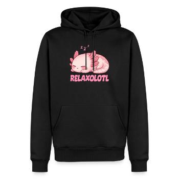Relaxolotl Axolotl Langschläfer Schlafen Chillen - Männer Premium Bio Hoodie - Schwarz - Vorne - Nico (187cm)