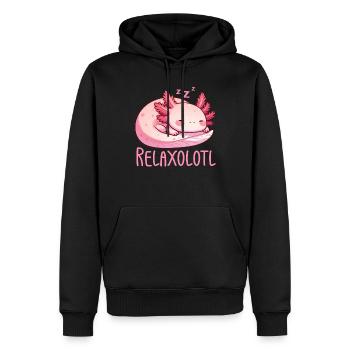 Relaxolotl Axolotl Langschläfer Schlafen Chillen - Männer Premium Bio Hoodie - Schwarz - Vorne - Nico (187cm)