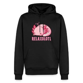 Relaxolotl Axolotl Langschläfer Schlafen Chillen - Männer Premium Bio Hoodie - Schwarz - Vorne - Nico (187cm)