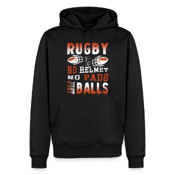 Rugby No Helmet No Pads Just Balls - Men’s Premium Organic Hoodie - black - Front - Nico (187cm)