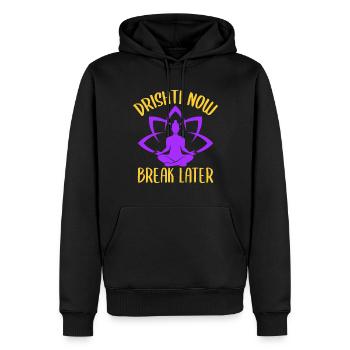 Yoga Drishti Now Break Later Funny Yoga - Männer Premium Bio Hoodie - Schwarz - Vorne - Nico (187cm)