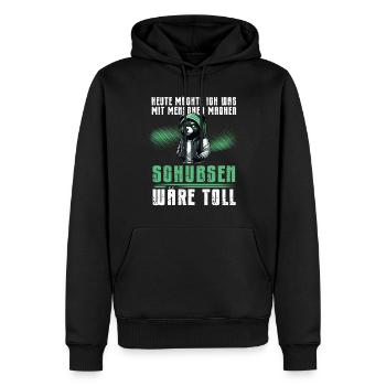 Heute möchte ich was mit Menschen machen Schubsen - Männer Premium Bio Hoodie - Schwarz - Vorne - Nico (187cm)