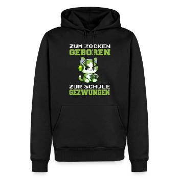 Zum Zocken geboren zur Schule gezwungen Katze - Männer Premium Bio Hoodie - Schwarz - Vorne - Nico (187cm)