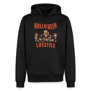 Halloween Lifestyle Strandspaß im Retro Stil - Männer Premium Bio Hoodie - Schwarz - Vorne - Nico (187cm)