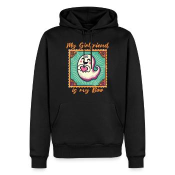 My girlfriend is my boo ghost love - Men’s Premium Organic Hoodie - black - Front - Nico (187cm)