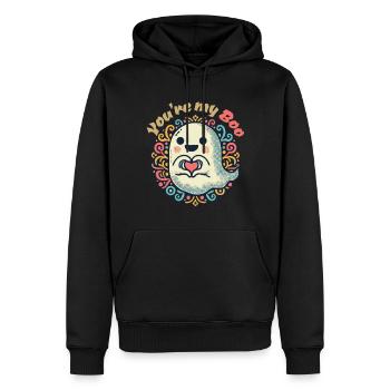 Tu es mon boo Mignon Ghost Design - Sweat à capuche Premium bio Homme - noir - Devant - Nico (187cm)