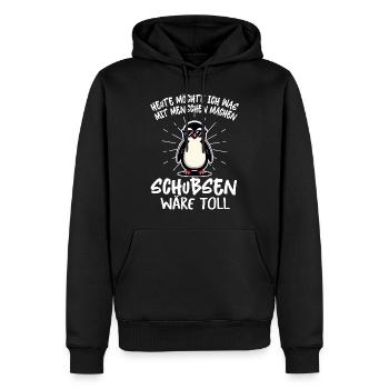 Heute Möchte Ich Was Mit Menschen Machen Schubsen - Männer Premium Bio Hoodie - Schwarz - Vorne - Nico (187cm)