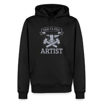 Idée cadeau de forgeage d’artiste de heavy metal - Sweat à capuche Premium bio Homme - noir - Devant - Nico (187cm)