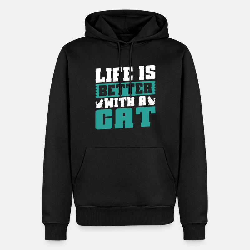Cadeaux Chat Papa - Sweat à capuche Premium bio Homme - noir