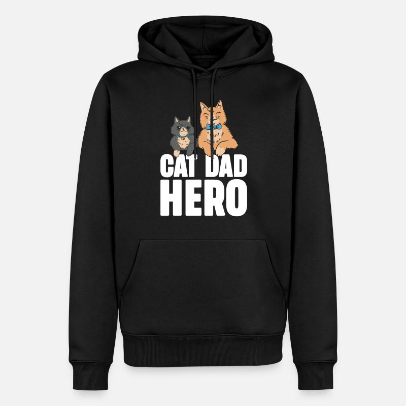 Cadeaux Chat Papa - Sweat à capuche Premium bio Homme - noir