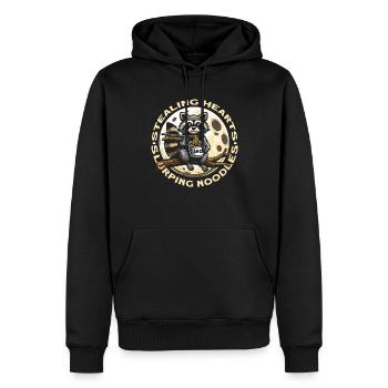 Waschbär Ramen Bandit: Herzen Stehlen Und - Männer Premium Bio Hoodie - Schwarz - Vorne - Nico (187cm)