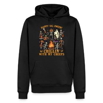 Funny HaHalloween Fun With Chillin' Creeps - Men’s Premium Organic Hoodie - black - Front - Nico (187cm)