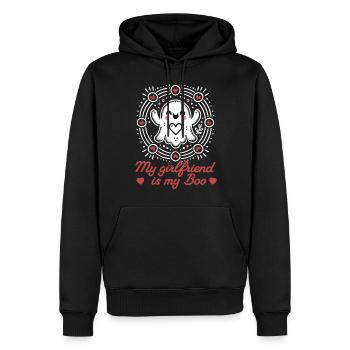 Ma copine est mon âme boo amour - Sweat à capuche Premium bio Homme - noir - Devant - Nico (187cm)