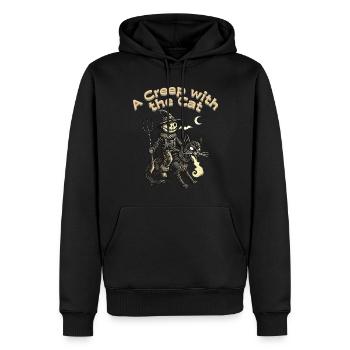 Effrayant avec le chat Halloween Fun - Sweat à capuche Premium bio Homme - noir - Devant - Nico (187cm)