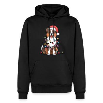 Berger Australien Noël Lumières Noël Chiens - Sweat à capuche Premium bio Homme - noir - Devant - Nico (187cm)