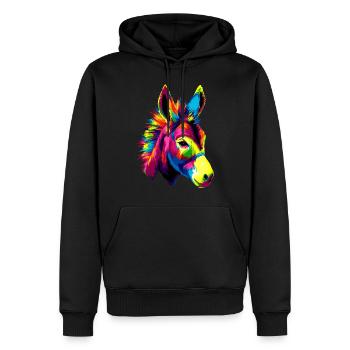 Esel in Bunt Popart Farben Hausesel Donkey Reiten - Männer Premium Bio Hoodie - Schwarz - Vorne - Nico (187cm)